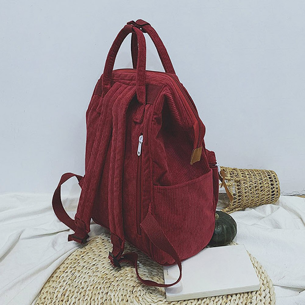 Mochila de pana para mujer, bolso escolar para Colegio, bolsos de hombro de viaje para chicas adolescentes,