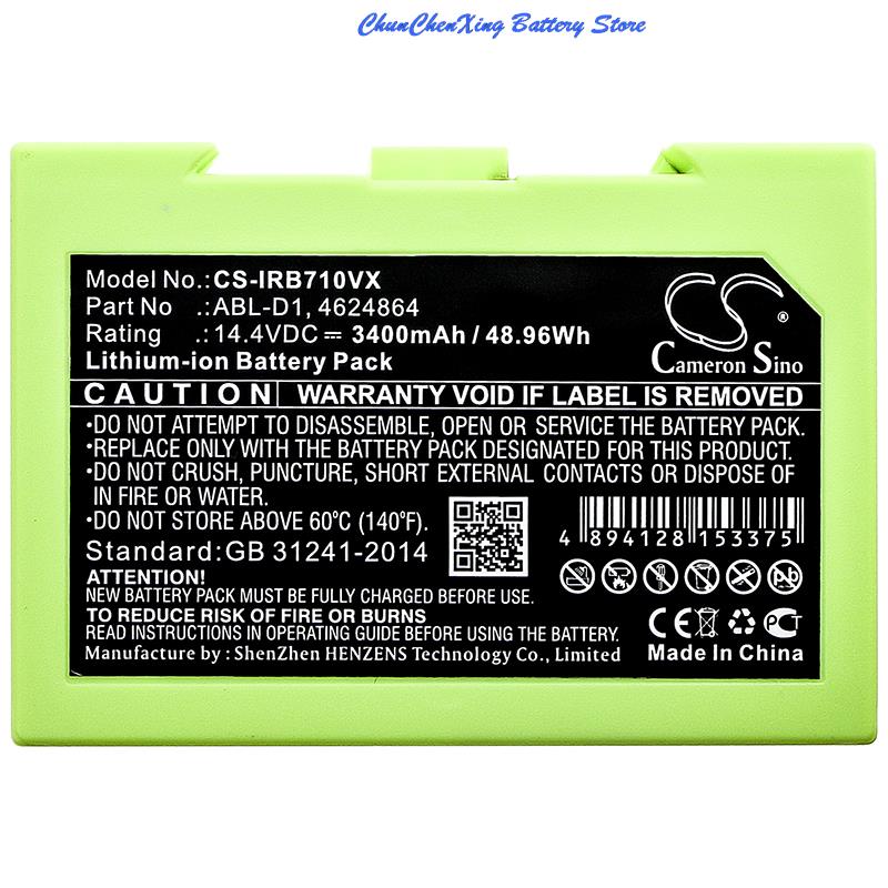 Cameron Sino 2600mAh/3400mAh/5200mAh/6800mAh battery for Roomba i7, i7+, e5, 7150, 7550, 5150, e5150, e515020, e5152, e5154, e6