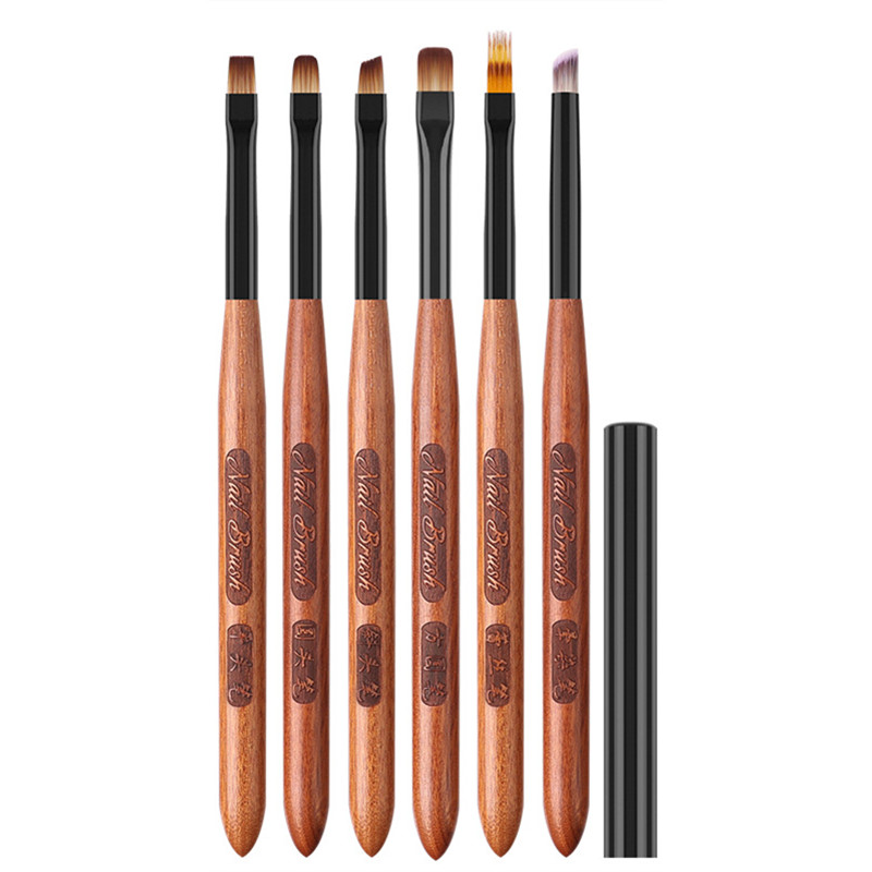 Sandelträhandtag gradient blommande borstar effekt nagel uv-gel liner borste ritpenna ränder blommor nagelkonst målningsverktyg: Violett/紫罗兰