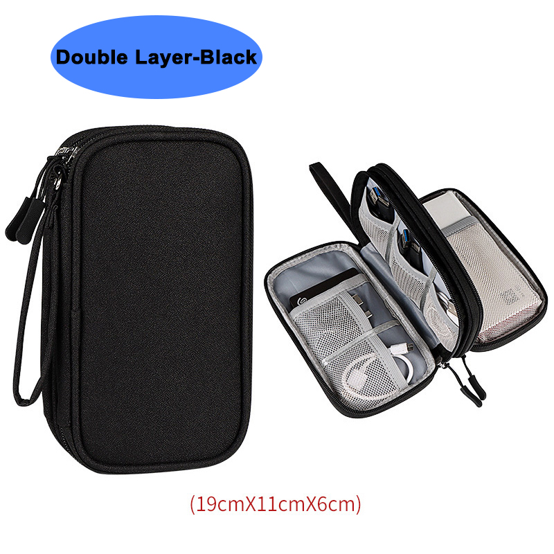 Waterproof Carrying Pouch Electronics Organizer Bag Travel Bag Universal Cable Organizer Electronics Storage Bag Accessories: Gris clair