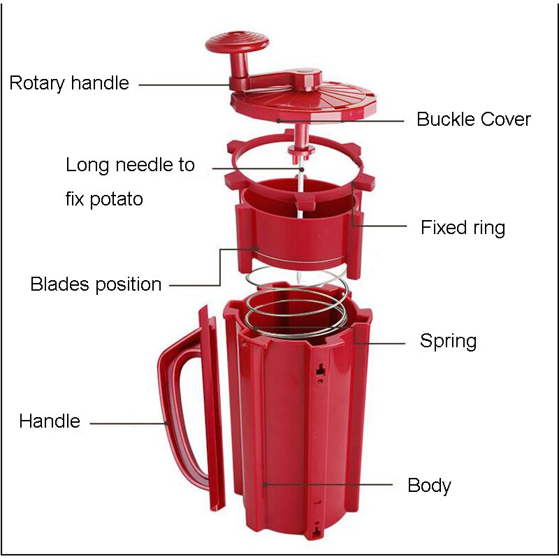 Manual Twisted Potato Slicer Curly Fries Twister Dog Spiral Potato Cutter 3 Functions Tornado Potato Cutter Slicing Machine