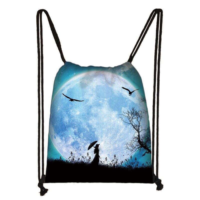 Galaxy / sterrennacht print trekkoordtas dames reistas tienermeisjes canvas softback rugzak dames opbergtas: Skdxk 10