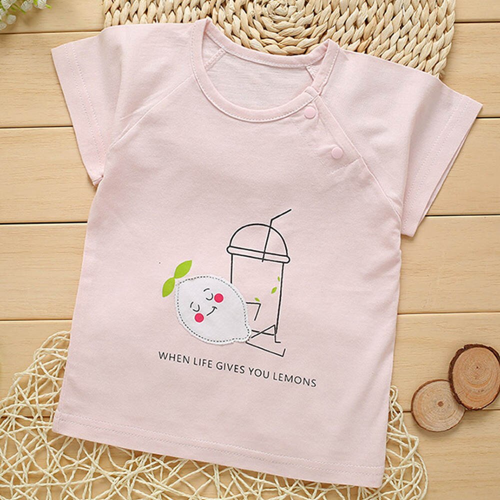 Zomer Meisje Overhemd O-hals Cartoon Pasgeboren Jongens Tops En Tees Baby Kleding Leuke Meisje Tshirt: Roze / 3M