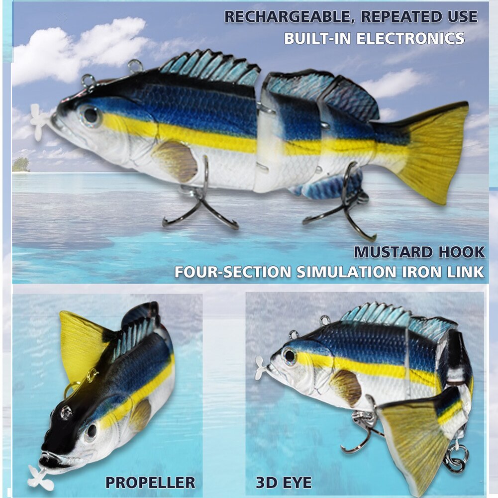 Robotic Fishing Lure Electric Wobbler Electronic Multi Jointed Bait 4 Segments Smart Auto Swimming Fishing Baits Tackle Access