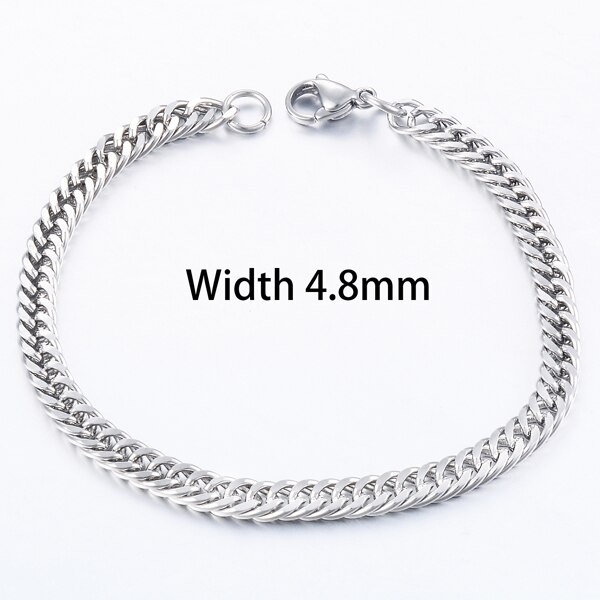 Men's Stainless Steel Cuban Bracelet Hip-Hop Jewelry: Silver 4.8mm / 18cm