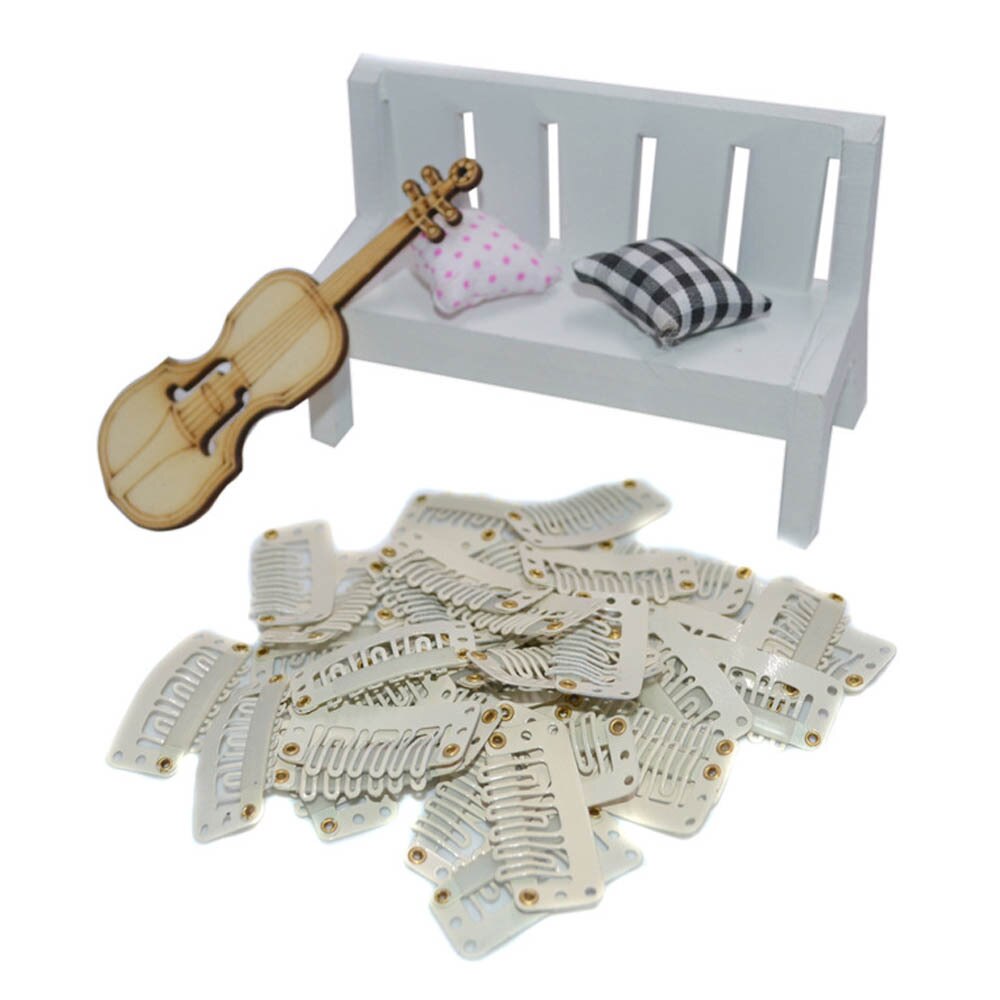 50pcs/Lot 32mm U Shaped Snap Clips For Hair Extensions Clip With Silicone Back Wig Clips For Clip In Weave Wig Accessories