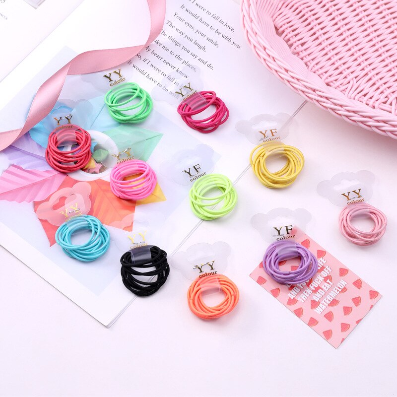 Lot d'élastiques en Nylon pour filles, couleurs acidulées, 3CM, lot de 30 pièces, bandes de caoutchouc pour enfants, porte-queue de cheval, accessoires pour cheveux
