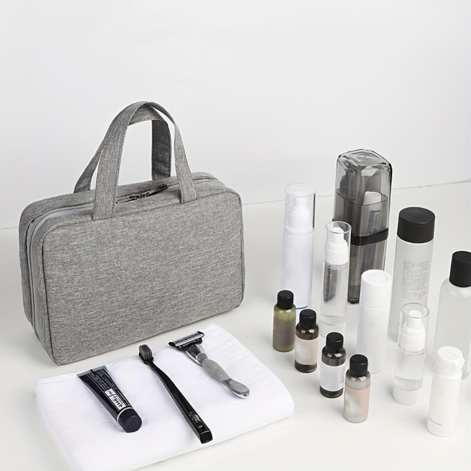 Neceser plegable impermeable para viaje con separación húmeda y seca, bolsa de cosméticos, bolsa de viaje multifuncional de gran capacidad