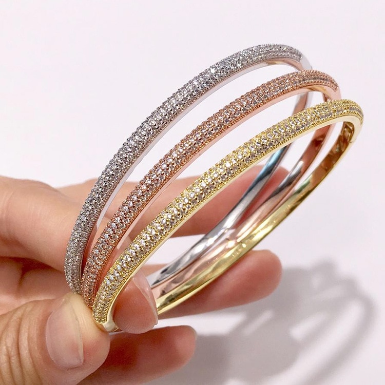Stylish Full Rhinestone CZ Arch Women Bangle