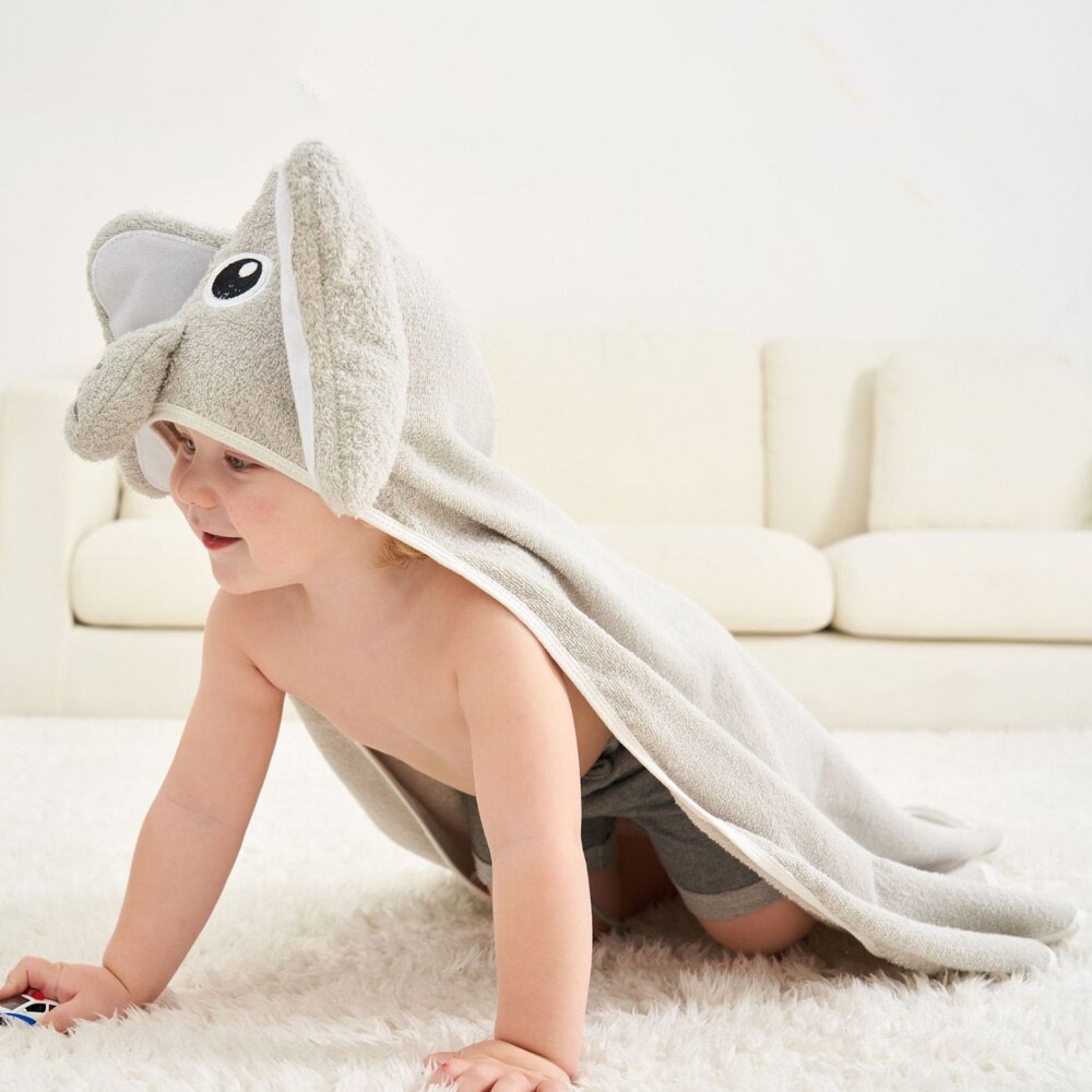 Leuke Olifant Hooded Baby Handdoek Katoen Badhanddoek Met Capuchon Voor Baby &#39;S Peuters Zacht En Absorberend 90*90Cm/35 * 35in