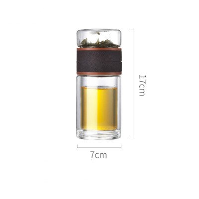 Thee waterfles reis drinkgerei dubbelwandige glazen thee-infuser beker roestvrijstalen filters theefilter bloemen theekopje: Blauw