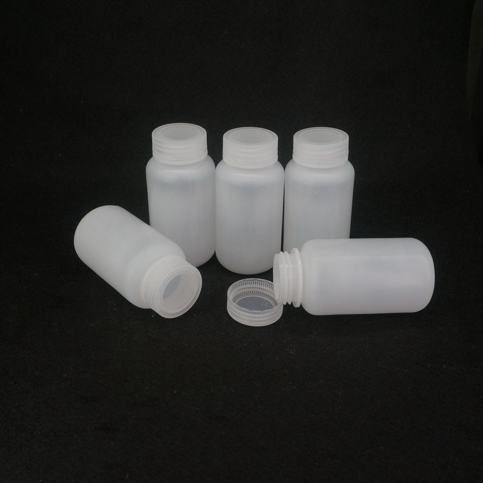 Lot5 250ml White PP Plastic Cylindrical Chemical Container Reagent Bottle