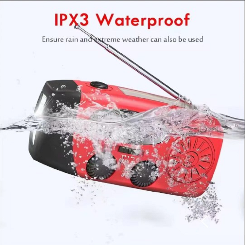 Emergency Solar Hand Crank Solar Radio with LED Flashlight for camp, AM/FM Portable Radio 2000mAh power bank Charging light