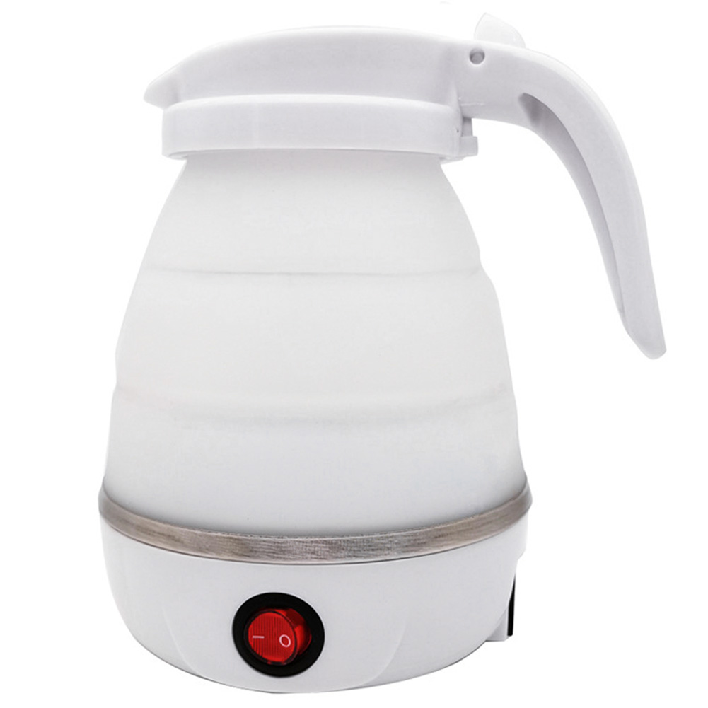 Hervidor de agua eléctrico plegable, tetera de silicona portátil de 600W para viaje, uso doméstico, accesorios de cocina: White EU Plug