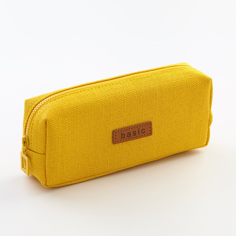 pencil cases Korean Stationery canvas pencilcase kawaii Big bag estuche material escolar piorniki trousse school supplies cute: Yellow