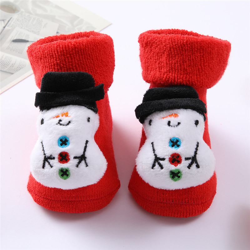 Bambini calzini per bambini ragazze ragazzi addensare stampa bambini in cotone regalo di natale per bambini calzino caldo neonati neonato calzino corto abbigliamento: Snowman