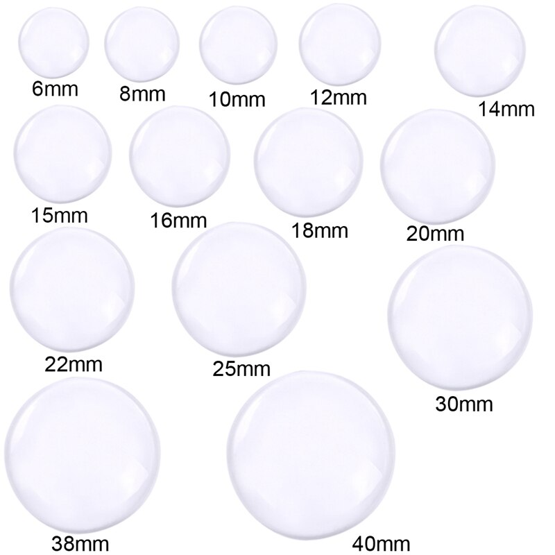 Redondo Cabochons de vidrio transparente para joyería DIY hacer componentes 6mm 8mm 10mm 12mm 14mm 15mm 16mm 18mm 20mm 25mm 30 mm