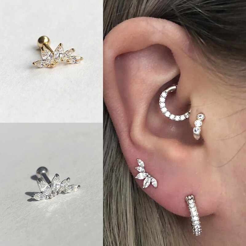 Pendientes de Piercing para mujer y Chica, pendientes minimalistas de Plata de Ley 925 con 1 Uds. De tuerca pequeña para de aniversario