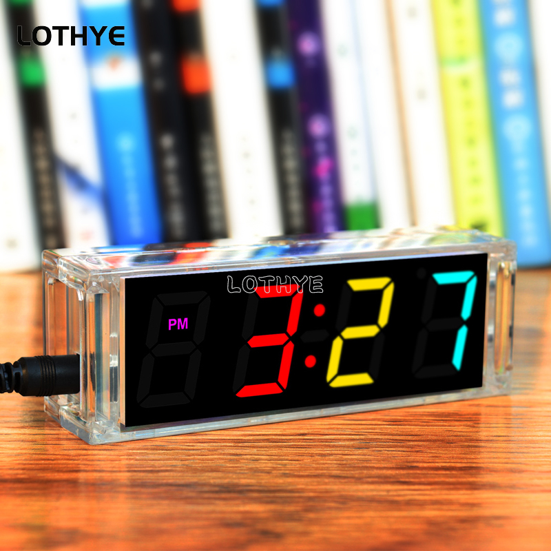 Digitale Röhre DIY Uhr Bausatz Temperatur Mehrfarbige LED Woche Anzeige Mit Klar fallen Abdeckung DIY Elektronische Bausatz Lözehn Montage