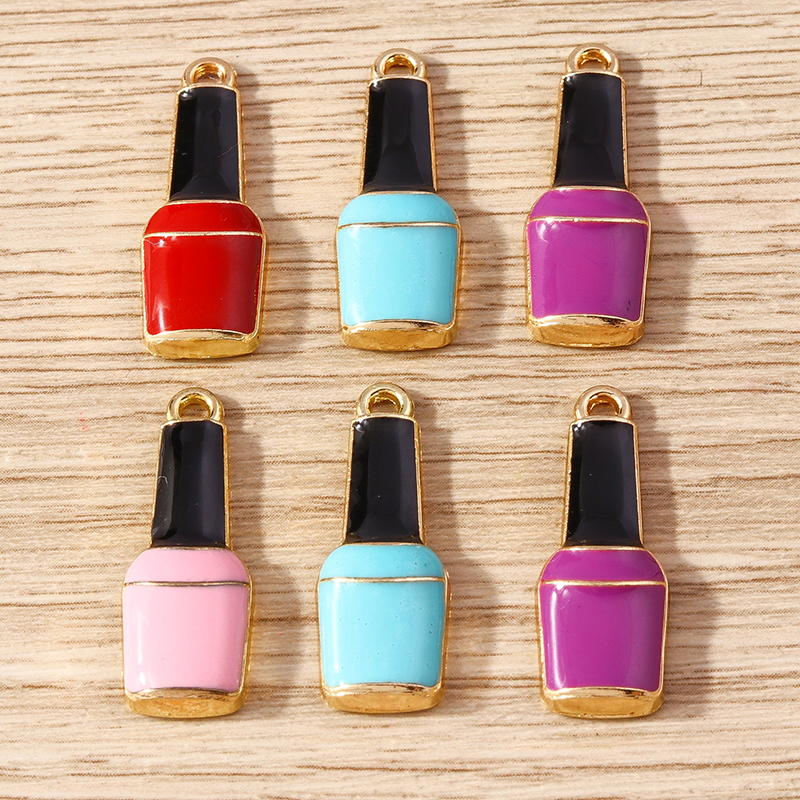 10 Uds. Mezcla de lindos esmaltados para mujer, labios, lápiz labial, colgantes para hacer joyas, pendientes, collares, pulseras, suministros para manualidades DIY: Azul