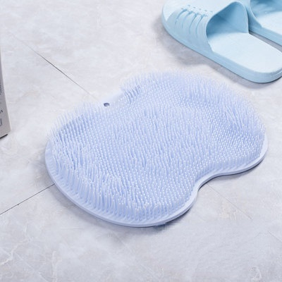 Silikone fodmassage børste brusebad massage badeværelse skridsikker bademåtte fod anti-skrid måtte scrubber: Blå 23 x 30cm