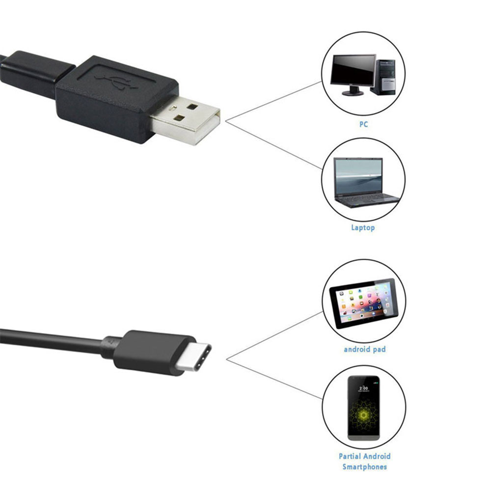 1/3m 7mm Endoscope Camera 2MP 6LED Type-C Endoscope Sealing USB 6LED Waterproof Inspection Camera Real-time Video for Android