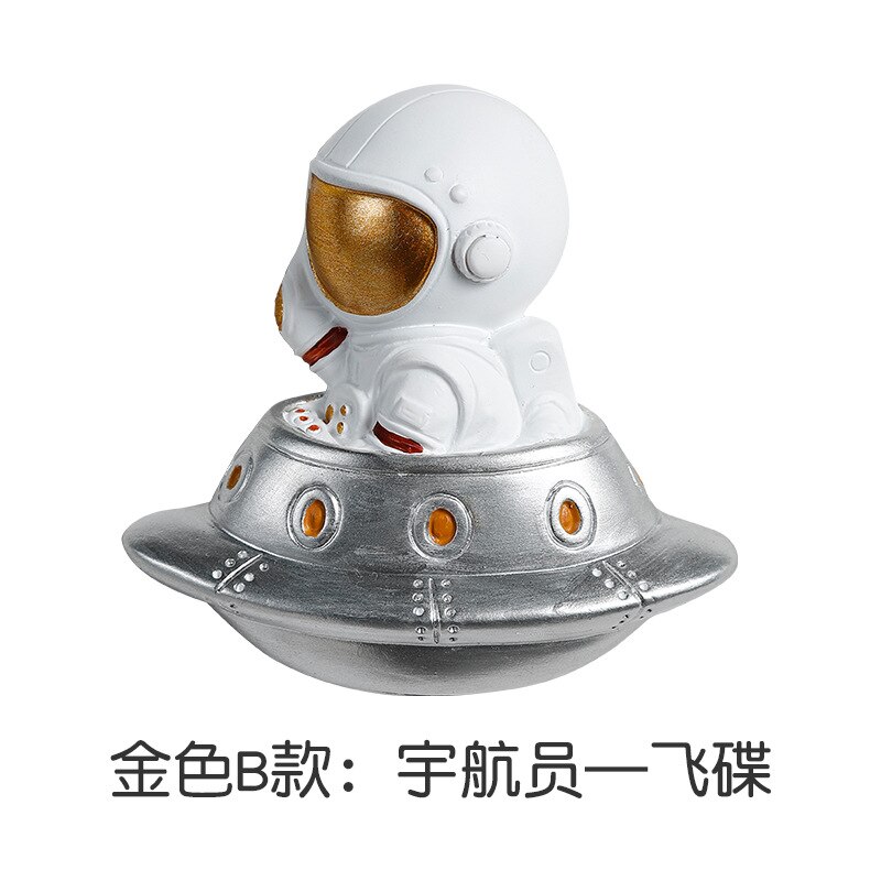 Astronaut switch indsæt astronaut socket dekoration klistermærke familie vægklistermærke moon resin 3d stereo socket klistermærke: Guld b