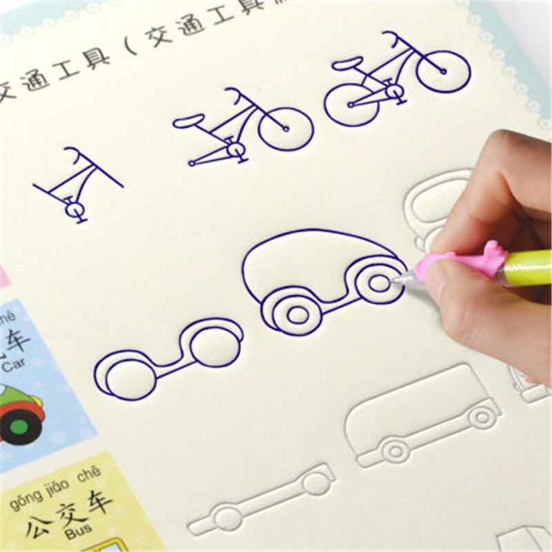 Stick figure copybook preschool learn to draw magic writing paste children drawing copybook practice 1set