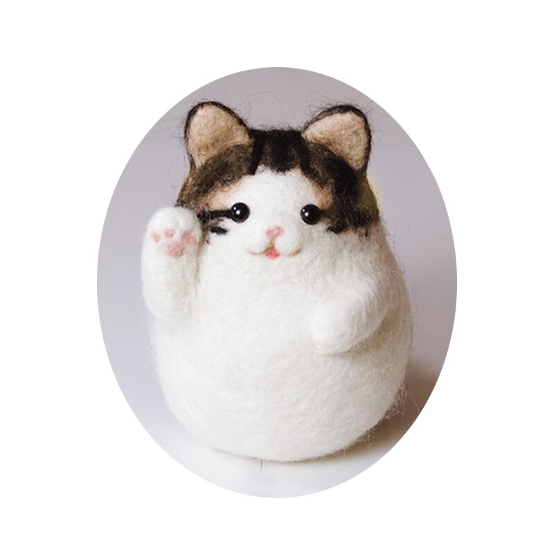 Jiwuo juguete muñeca de fieltro de lana de Animal gato manualidad de fieltro DIY sin terminar pinchado conjunto Kit para manualidades para Material de la aguja bolsa fieltro DIY