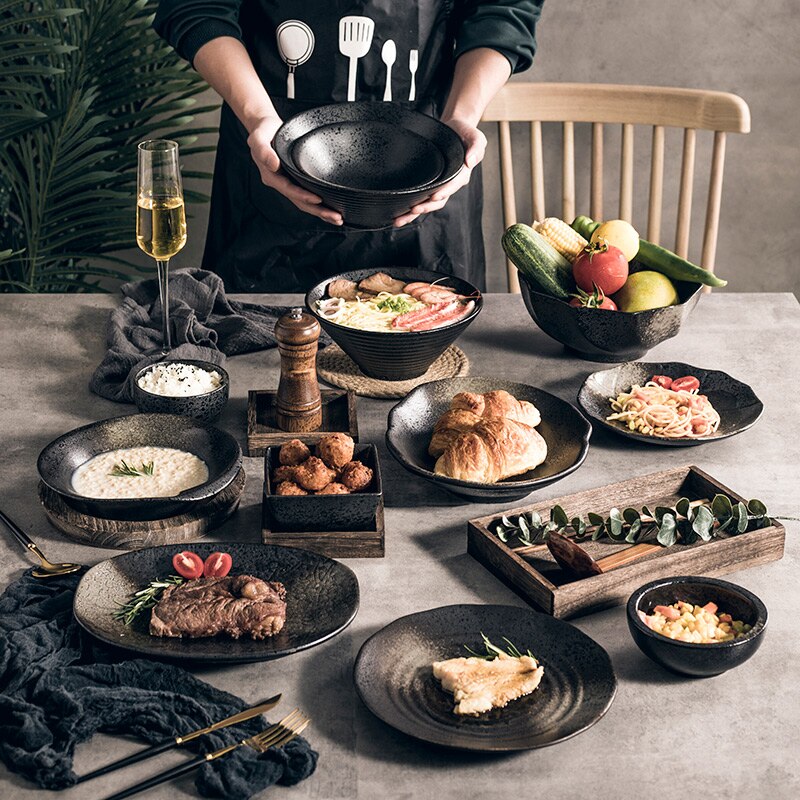 Japanese Style Plate Set Microwaveable Dinner Salad Ceramic Restaurant Plate Aesthetic Food Pratos De Jantar Tableware GTJ50