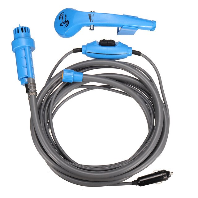 12V Shower Kit Portable Shower Pump Travel Camping Pet Dog Car Shower Washer Electric Pump Outdoor Hiking Kit Flower watering: Blue