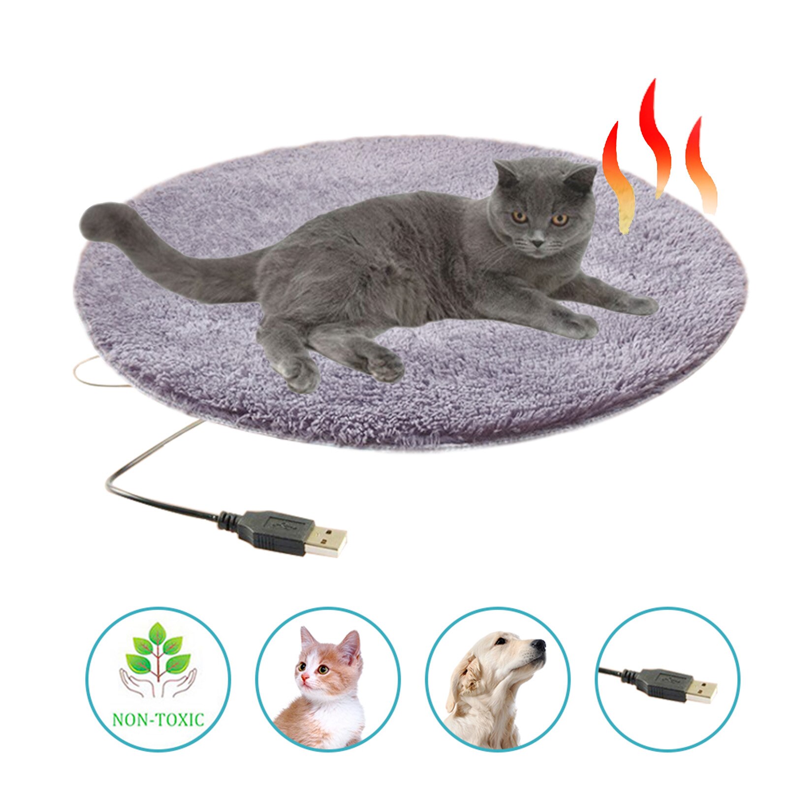 Alfombrilla de felpa con calefacción para perros, manta eléctrica con Usb, temperatura constante, calentador portátil para cachorros, cojín para dormir en invierno: 2