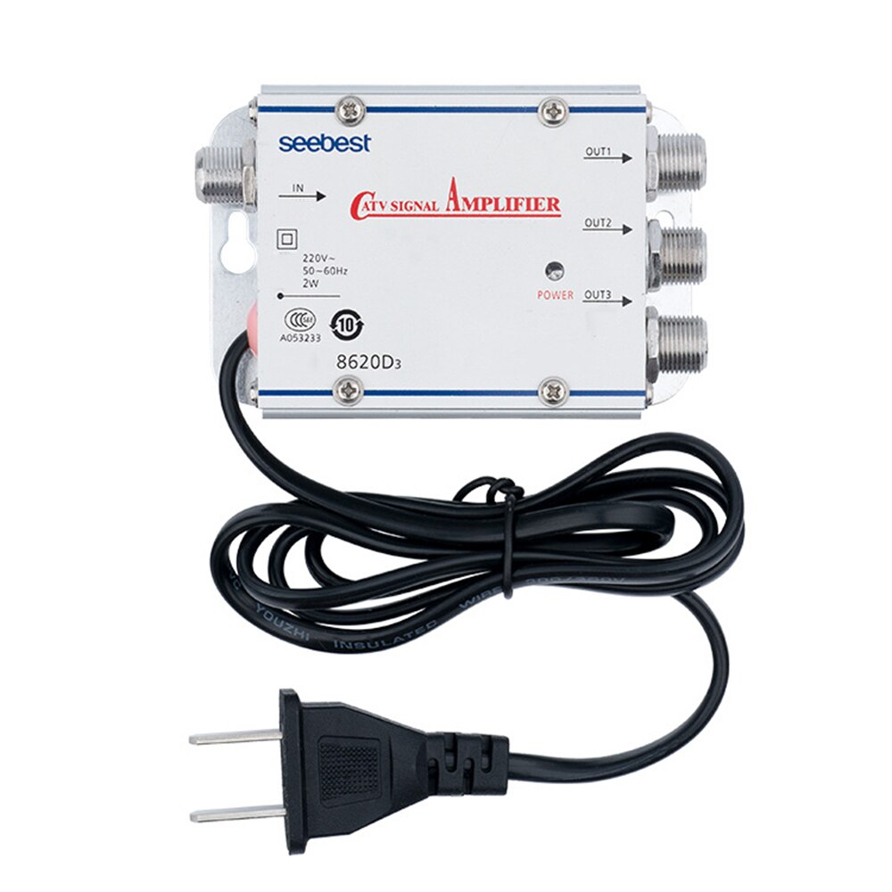 220v 3 -veis catv kabel tv signalforsterker kabel tv splitter forsterker 20db digital tv antenne signal catv booster 45-860 mhz
