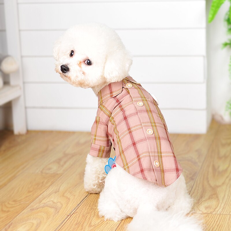 Katteskjorter til kæledyr forår efterår bomuld herre plaid hundetøj til små kæledyr yorke puddel klassiske base knap frakker hundekostumer