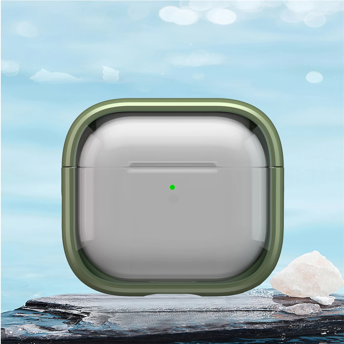 Skyddande fodral för hörlurar till airpods 1/2/3/4/  och airpods pro och airpods pro 2 , sött vikbart, stötsäkert fodral med stativ: S / Oliv