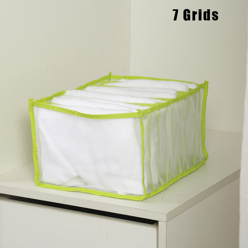 7/9 Grids Closet Kleren Lade Organizer Mesh Compartiment Opbergdoos Opvouwbare Ondergoed Organisatoren Opslag Verdelers: Green 7Grids