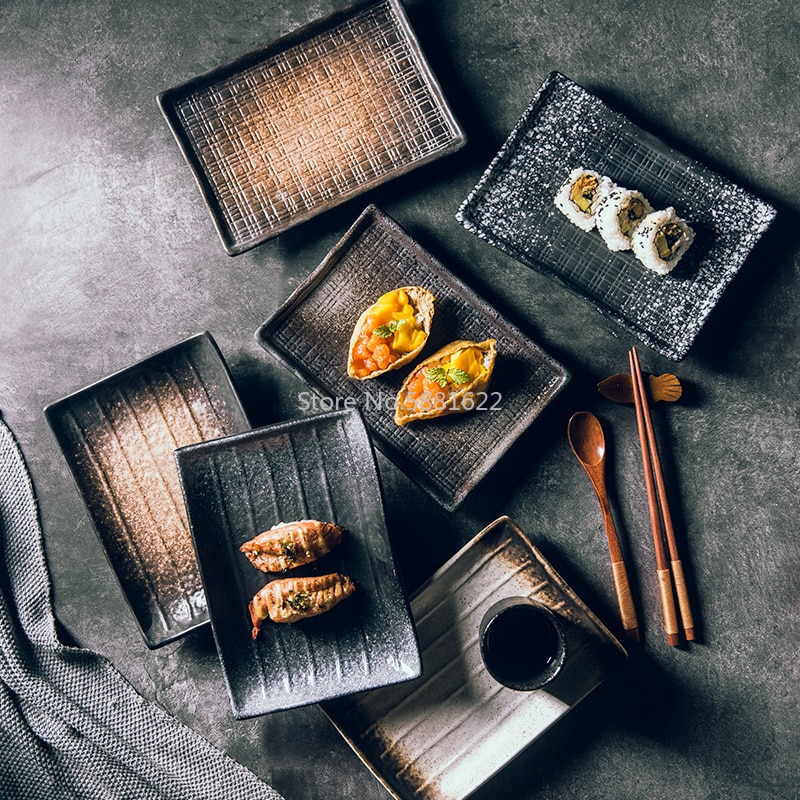 Japanse Sushi Plaat Rechthoekige Plaat Restaurant Creatieve Keramische Plaat Schotel Plaat Dessertbord Plaat Rechthoekige Vlakke Plaat