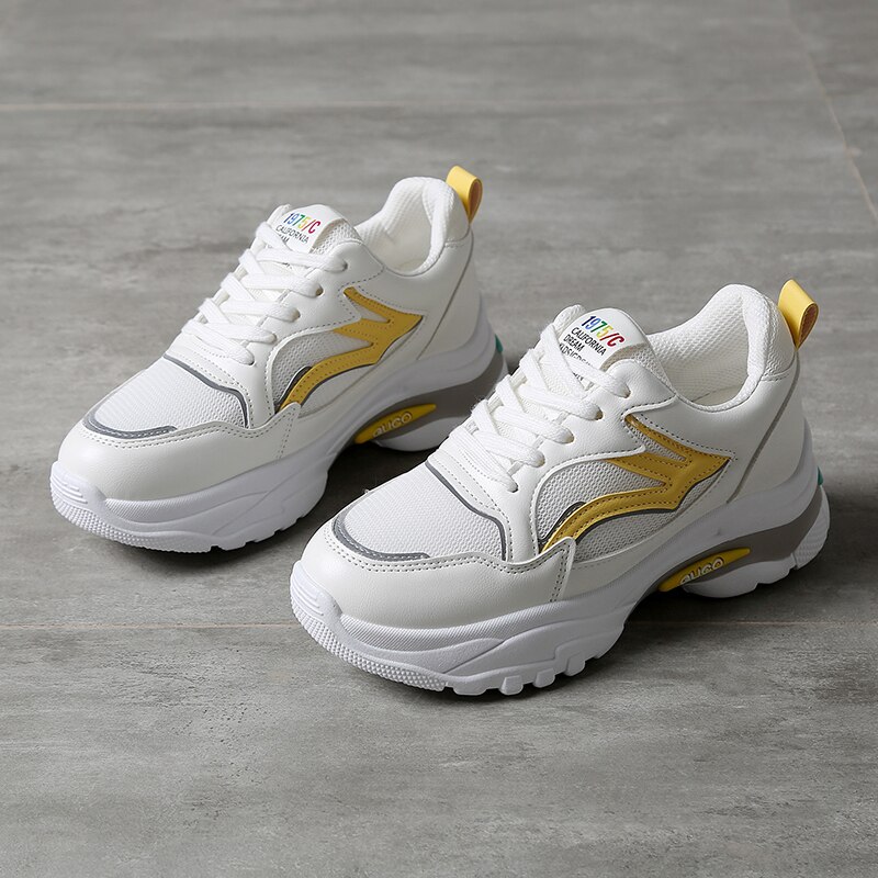 Höst sneakers snörning sport fritidsskor chunky plattform tenis kvinnligt märke designers mesh gammal pappa skor kvinna