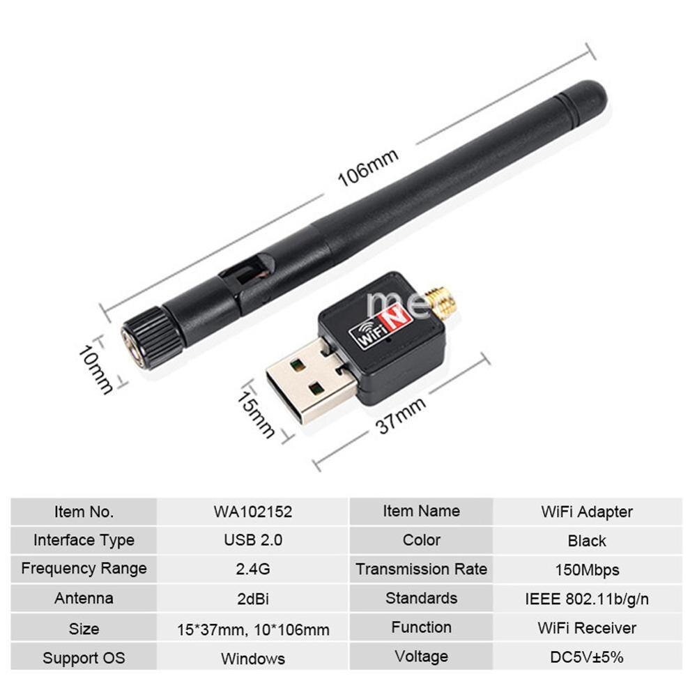 Network Card Mini USB WiFi Adapter Card 150 Mbps 2dBi WiFi WiFi adapter Receiver PC 2.4G Ethernet USB WiFi Dongle WiFi Ante X0W4