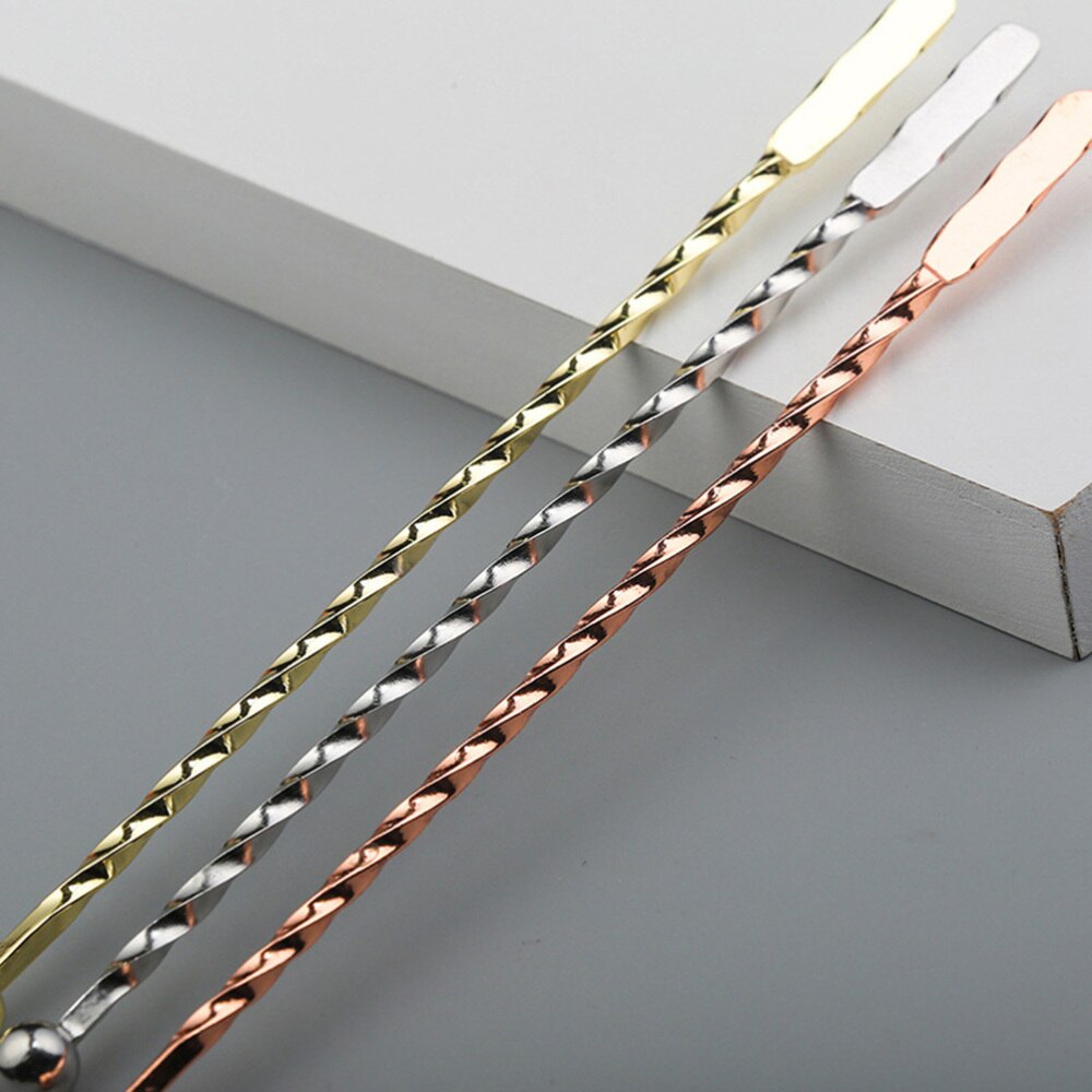 4 Pcs 304 Stainless Steel Cocktail Stirring Stick Spiral Bartender Stir Martini Stirrer for Drink Beverage (Silver)