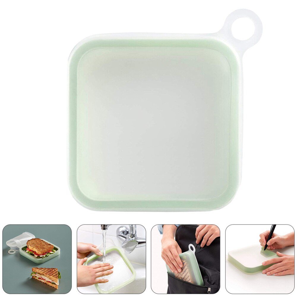 500Ml Siliconen Voedsel Containers Sandwich Bento Box Praktische Maaltijd Doos