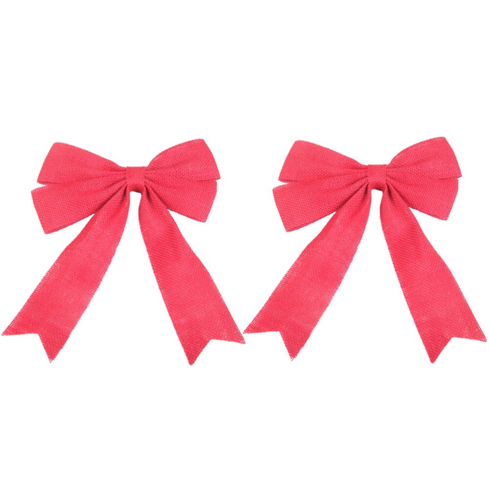 Lazos de arpillera con lazo para decoración, lazos de yute arpillera, adornos para manualidades DIY, decoración de de Bodas de Navidad (verde), 2 uds.: Red