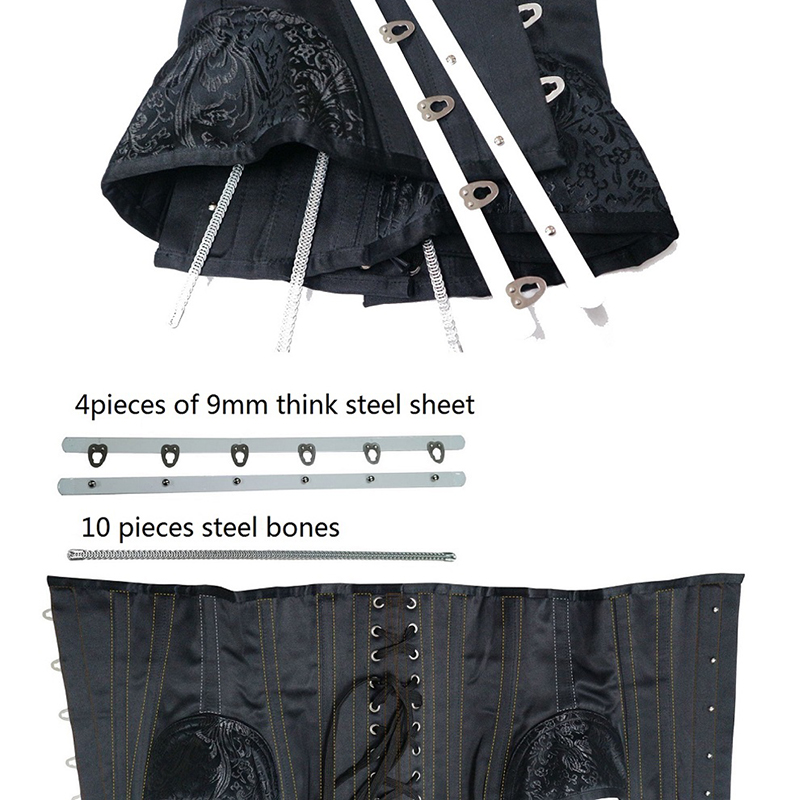 Underbust Steampunk Corset Waist Control Gothic Corsets Cincher Bustiers Embroidery Short Waist Trainer Women Binders Shapers