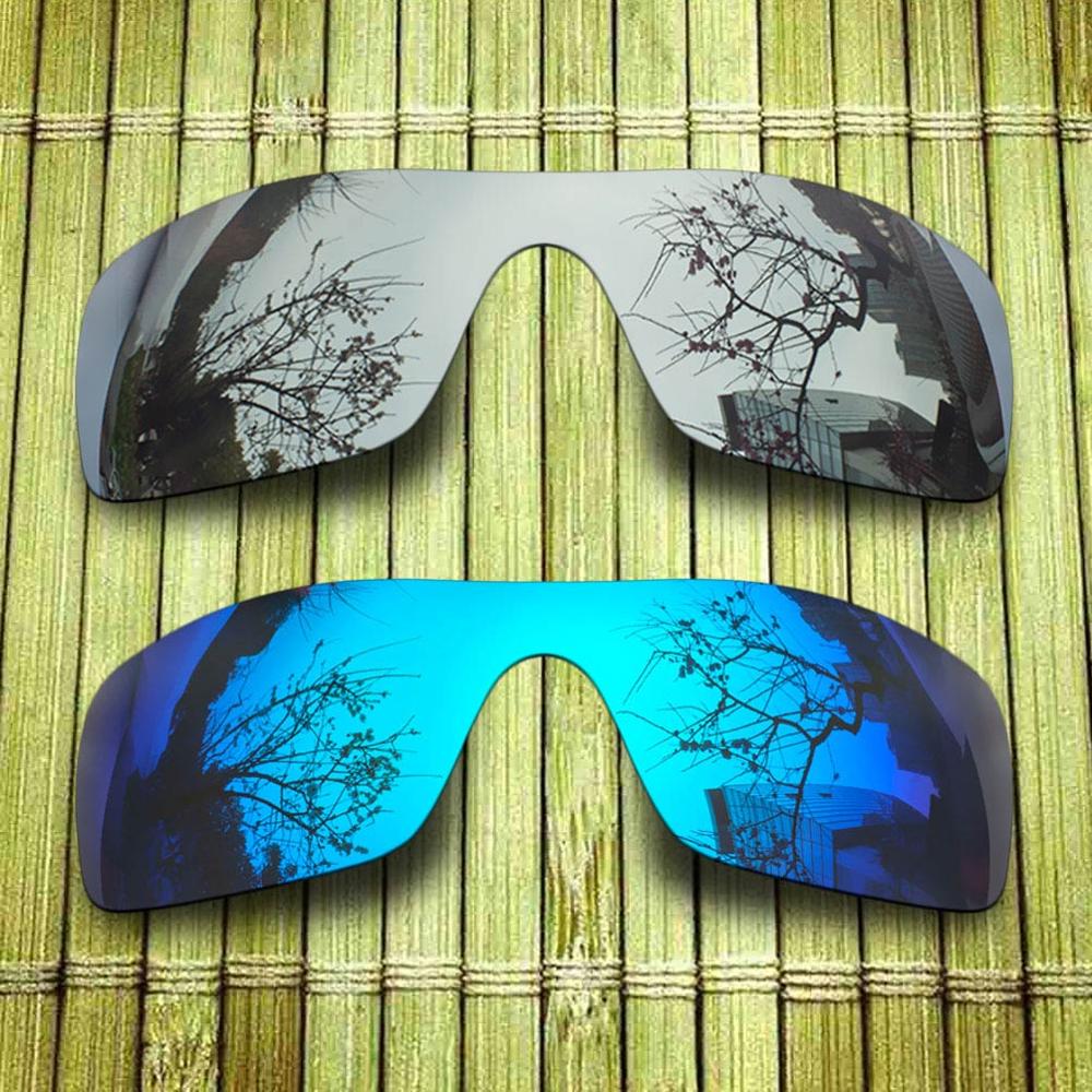 Polarized Replacement Lense For-Oakley Batwolf Sunglasses Frame True Color Mirrored Coating - Options: 1x Chrome-1x Blue