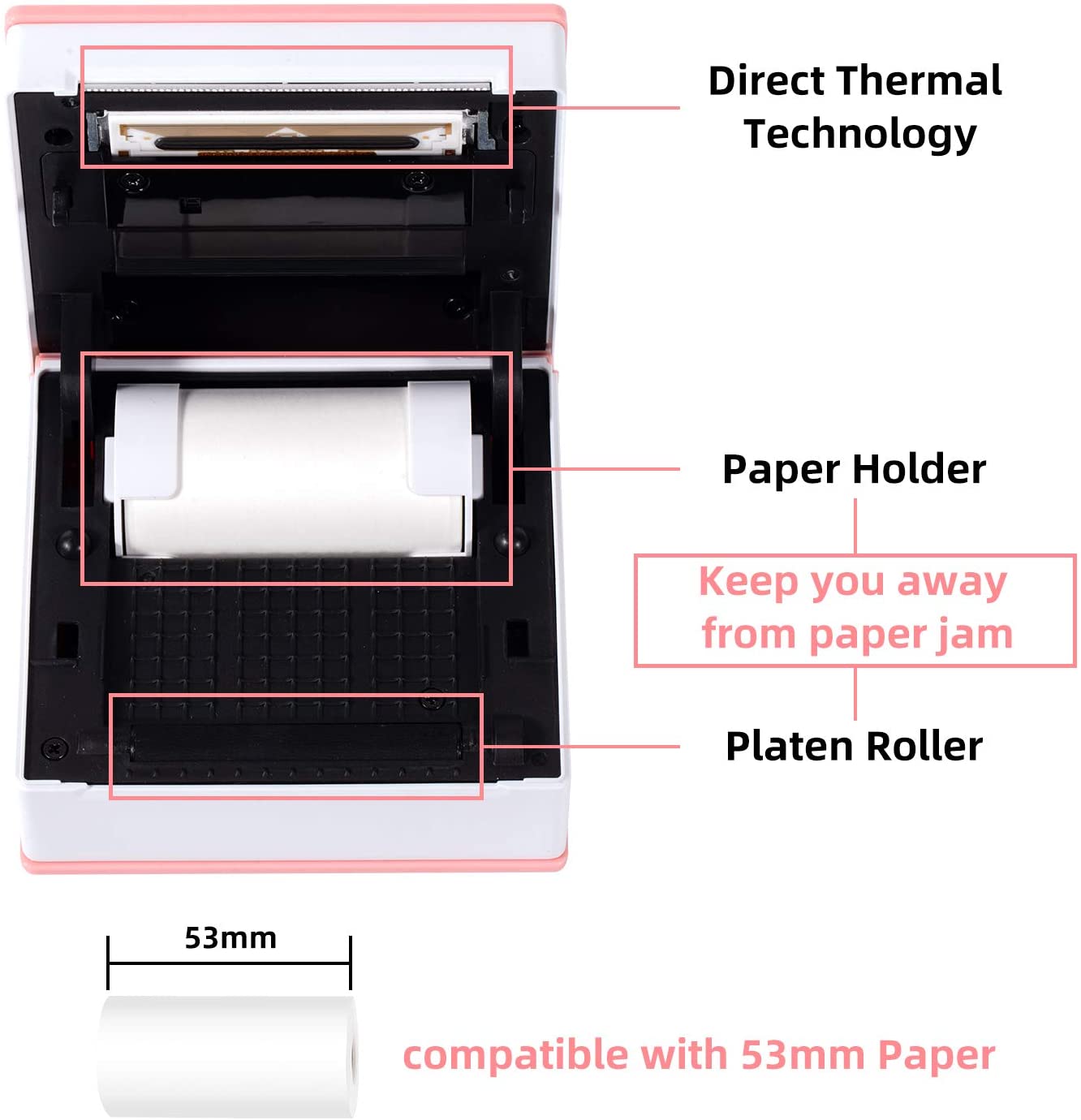 Phomemo M02 Portable Thermal Printer Paper Photo Pocket Thermal Printer 53 mm Printing Bluetooth-Compatible Android IOS Printer