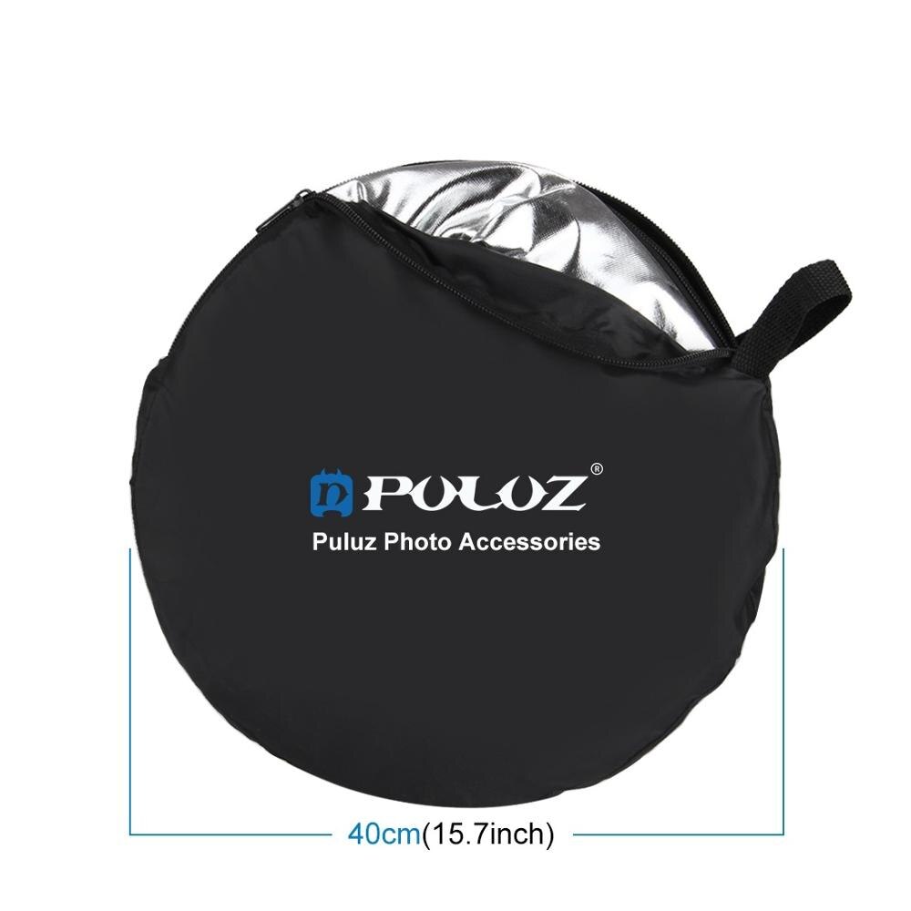 Puluz 5 in 1 multi opvouwbare fotostudio achtergrond reflectorbord panelen draagbare opvouwbare ronde fotografie reflector: 110cm