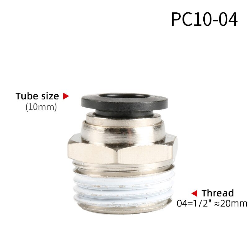 1PCS Pneumatic Quick Connector PC 4MM-12mm Hose Tube Air Fitting 1/4" 1/8" 3/8" 1/2"BSPT Male Thread Pipe Coupler: PC10-04