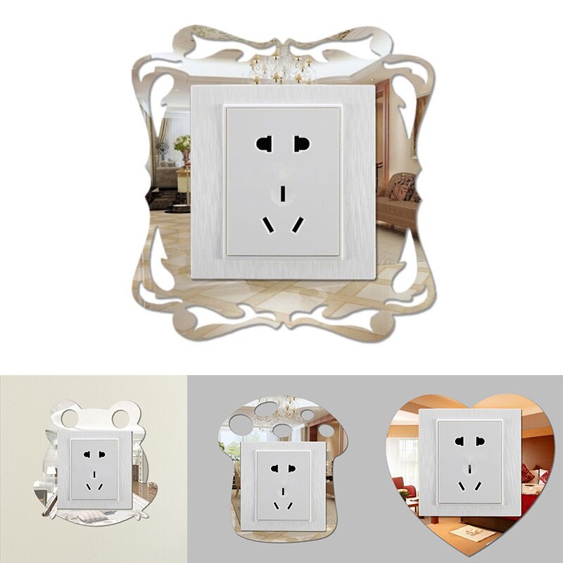 Pegatinas de pared de fotos con interruptor, 1 Uds., bricolaje, decoración creativa para el hogar, pegatinas de pared de espejo 3D Acrílico