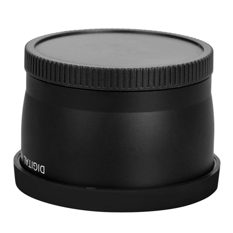 58mm 2.0X Telelens + Voor & Achter Cap + PU Lederen Tas voor Cannon 550D 600D 650D 700D 1100D 450D 500D 1000D 18-55mm Lens