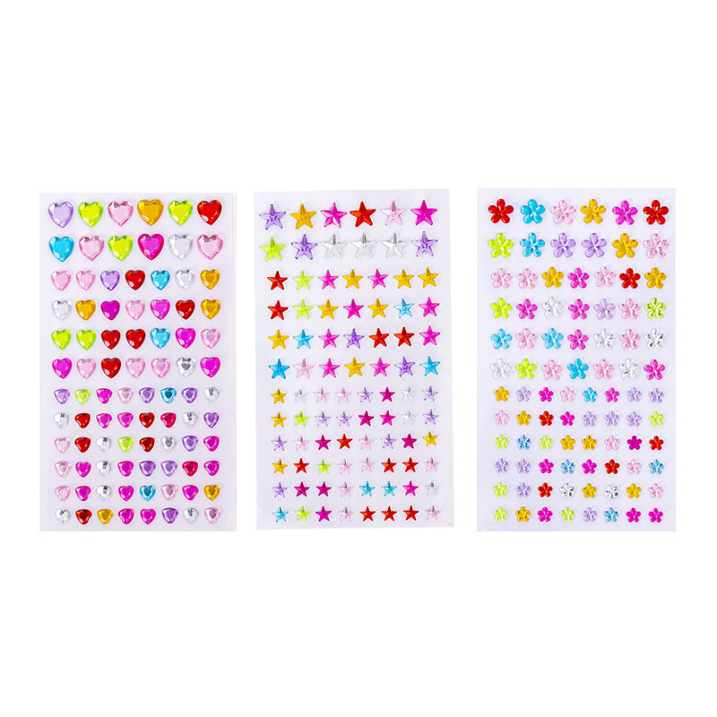 1-6Sheets 3D Gem Acrylic Crystal Stickers Kids DIY Decoration Self Adhesive Jewel Crafts Sparkly Rhinestone Stickers Girls: GRAY